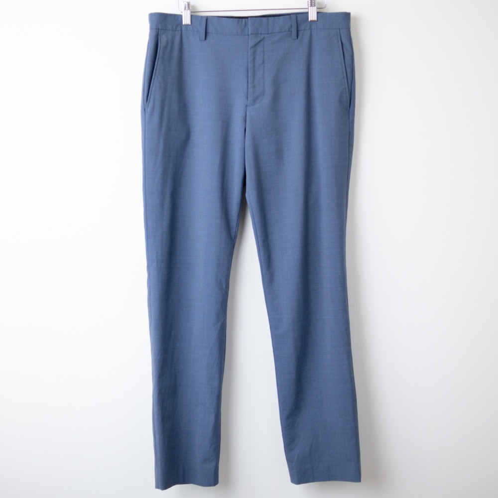 J.Crew Thompson‎ Wool Dress Suit Pants Mens 33x32 Blue Tapered Trousers AP879